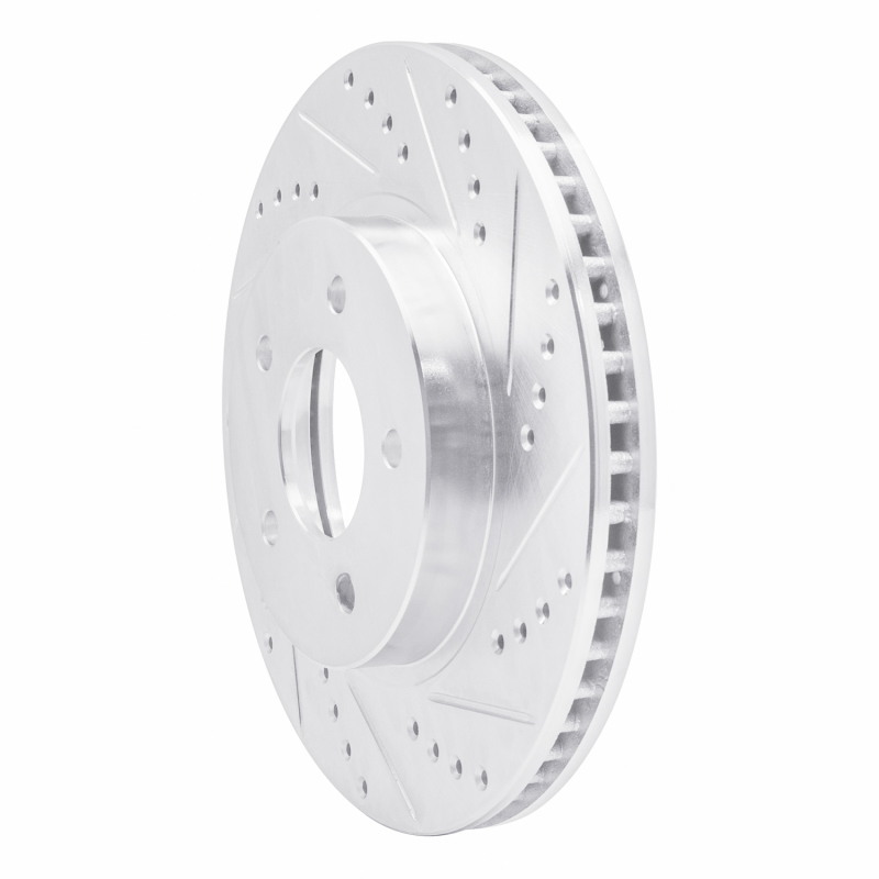 Chevrolet Equinox Brake Rotor (1) - Front Right - R1 Concepts - Drilled & Slotted - Silver - `02-`07